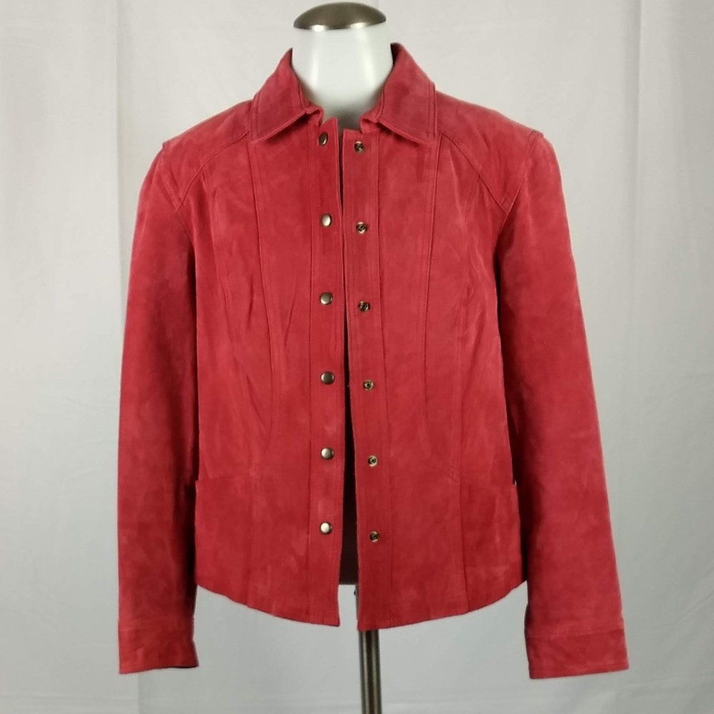 Coldwater Creek PM Pink 100% Leather Jacket Coat - Picture 3 of 7